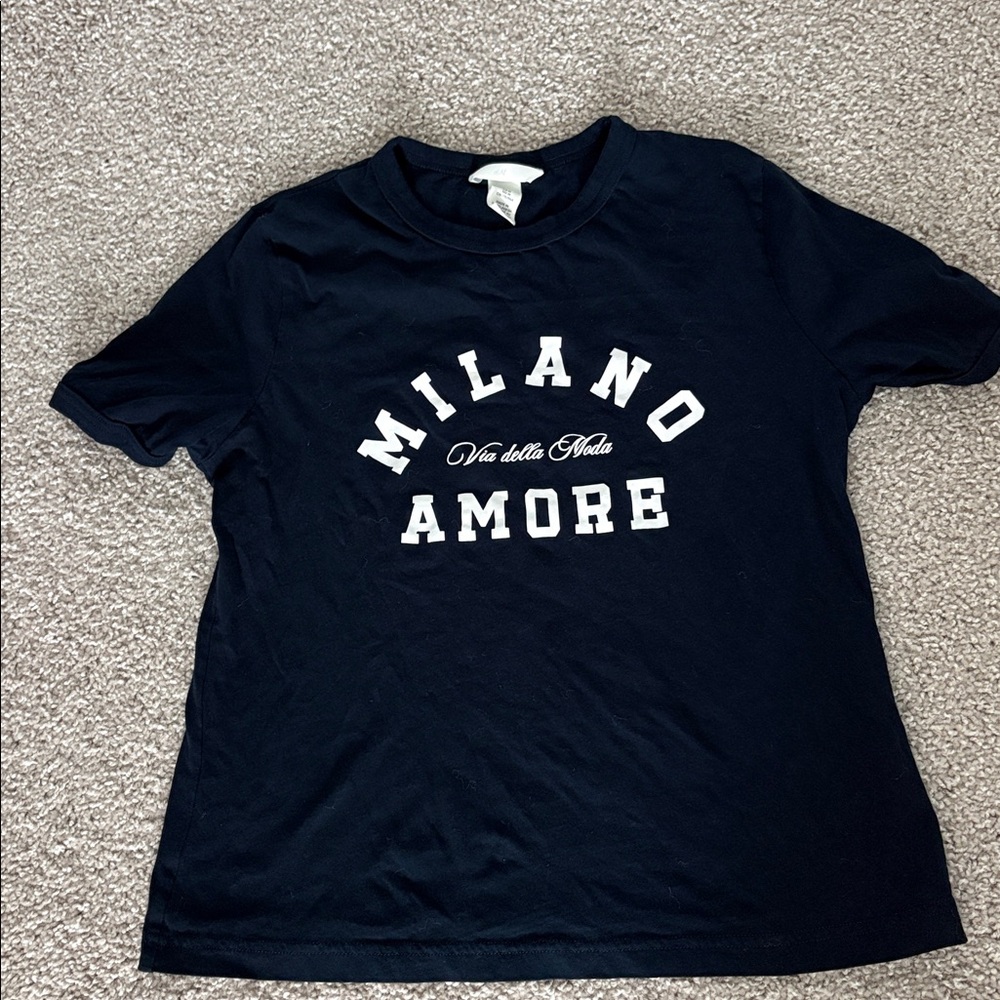 H&M Navy blue  Milano Amore T-Shirt - Picture 2 of 6